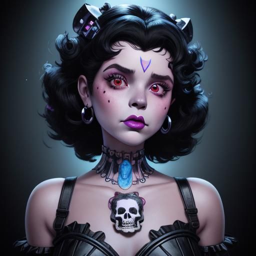 Skull Betty Boop as Barbie, Hyperdetailed Portrait