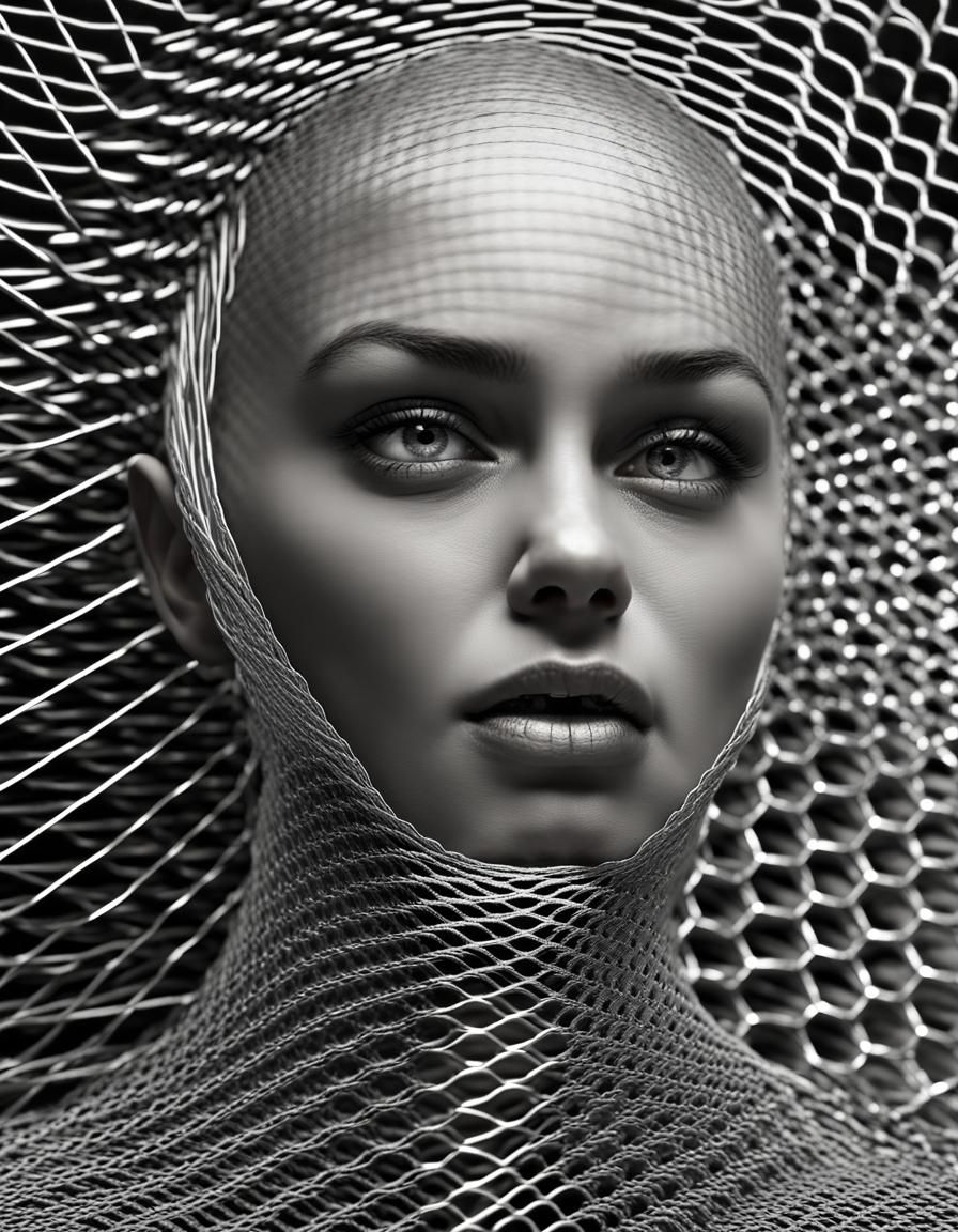 Soulful Grey Eyes in Metallic 3D Net Art