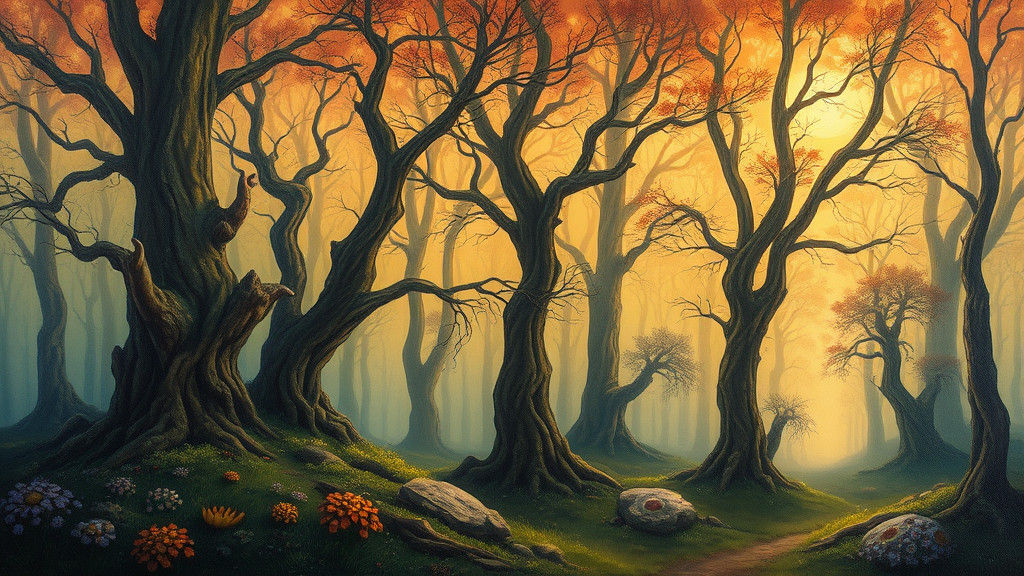 Enchanted Forest Landscape in Dreamworks Style