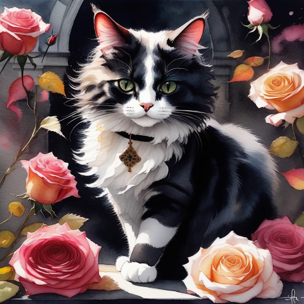 Dia de los Whiskers: Gothic Rococo Cat Art