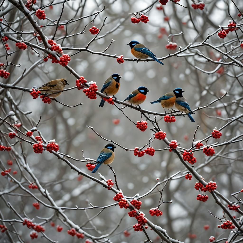 Early Winter Birds at House, Professional Photography