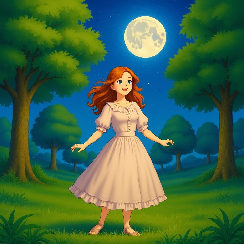 Serene Summer Night Garden in Impressionist Style