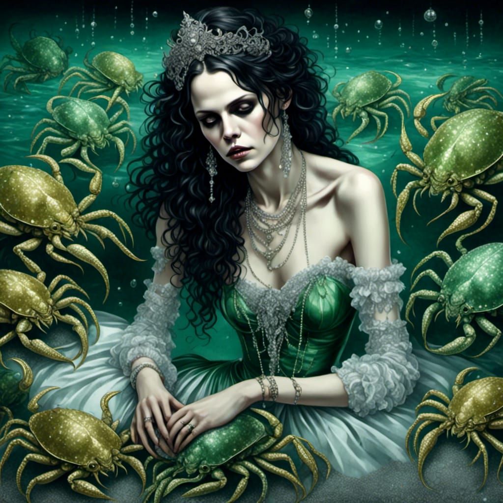 Glittering Crabs on a Crystal Beach with Gothic Glamour