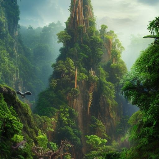 Epic Jungle Rock Spires in Digital Matte Painting