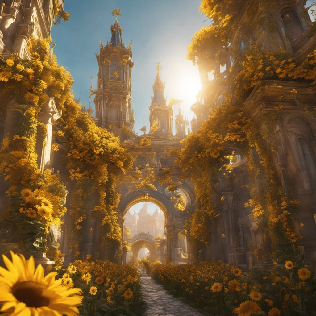 Sunflower City in Heaven: Art Nouveau Concept