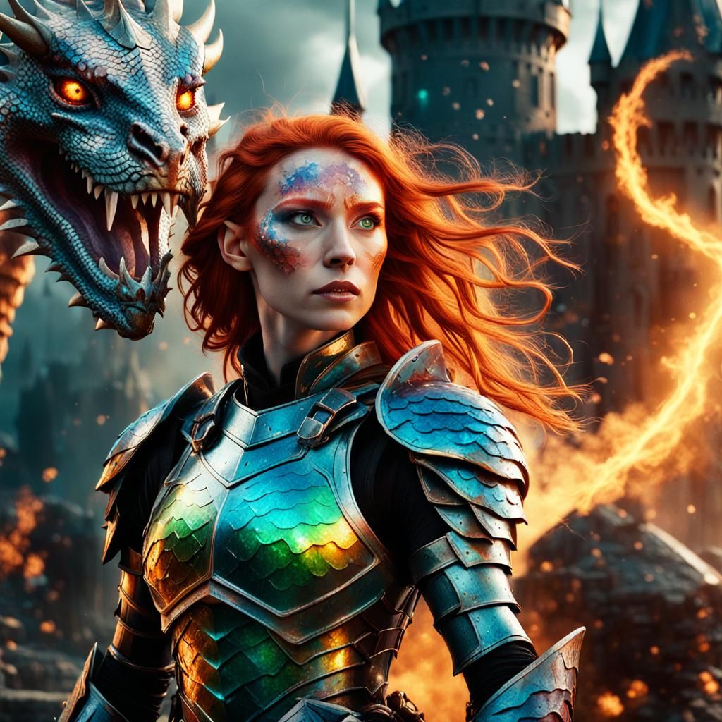 Fantasy Woman Casting Magic in Heavy Metal Style