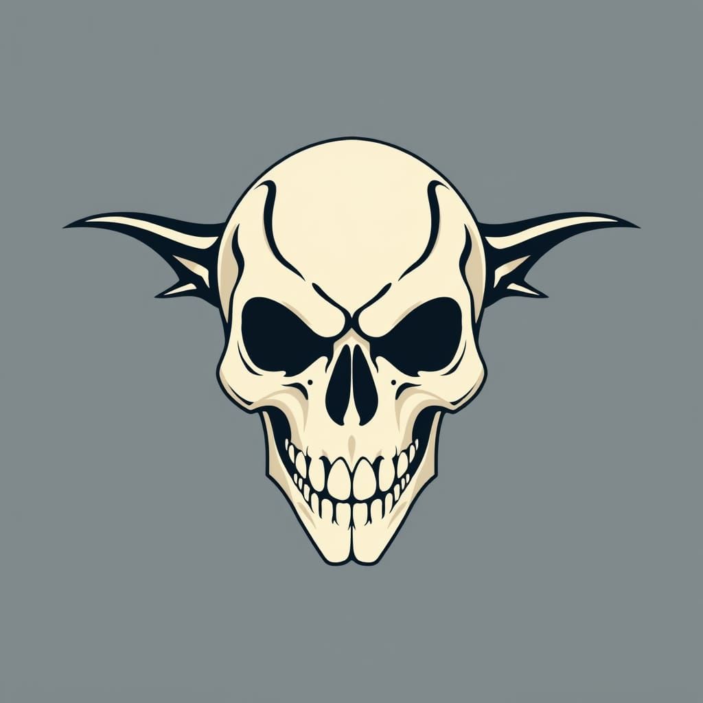 Stylized Skull Logo with Winged Horns