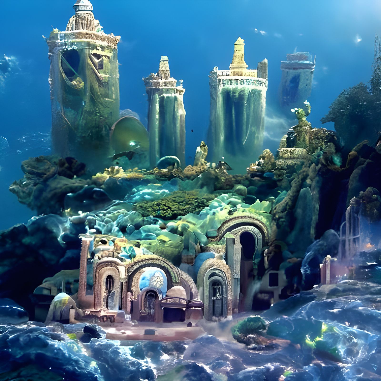 Atlantis: Fantasy Painting of an Underwater City