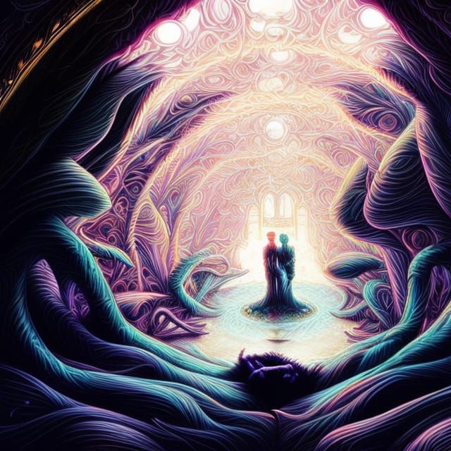 Psychedelic Dream: Couple in Visionary Art Style