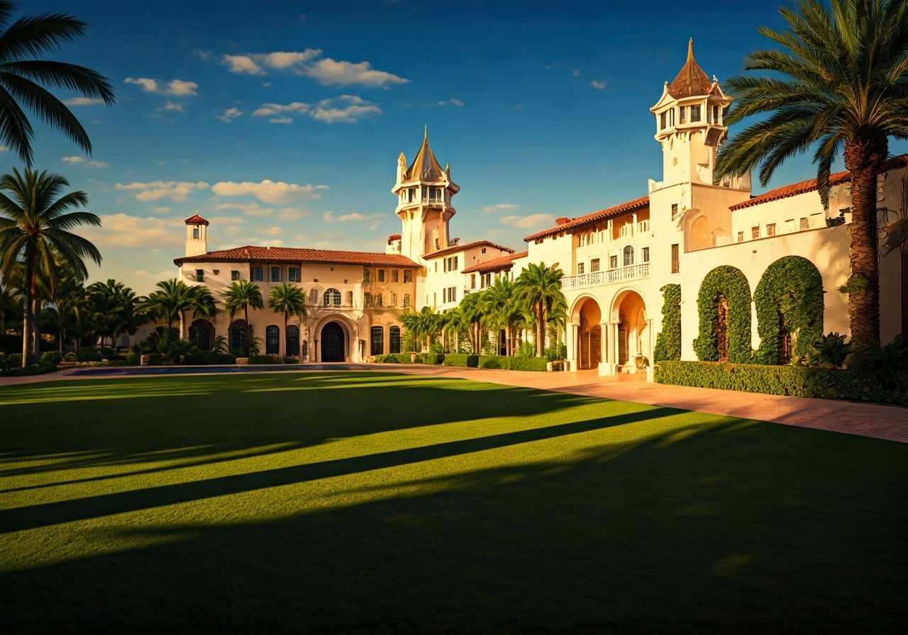 Mar-a-Lago Estate at Sunset in Golden Hour Light