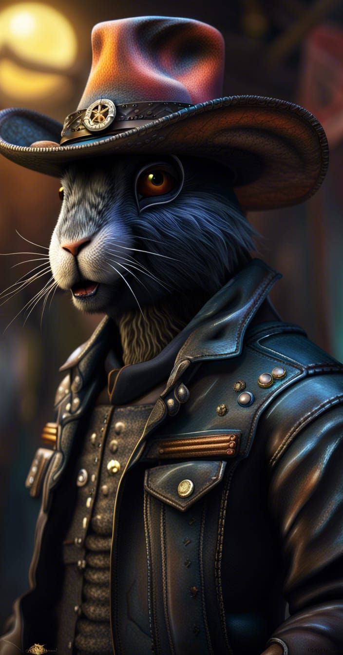 Outlaw Rabbit in Hyperrealistic Splash Art Style