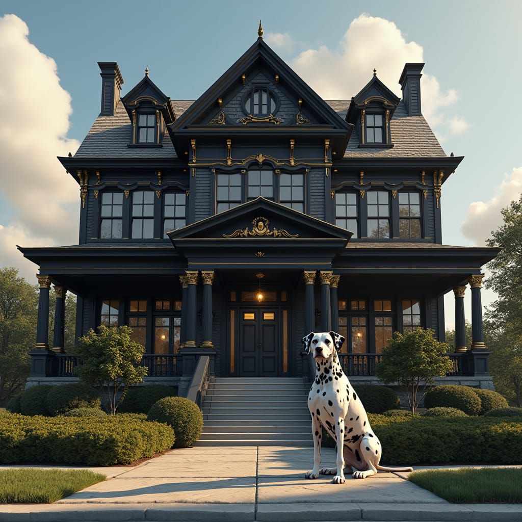 Luxurious Colonial Modern House with Regal Dalmatian