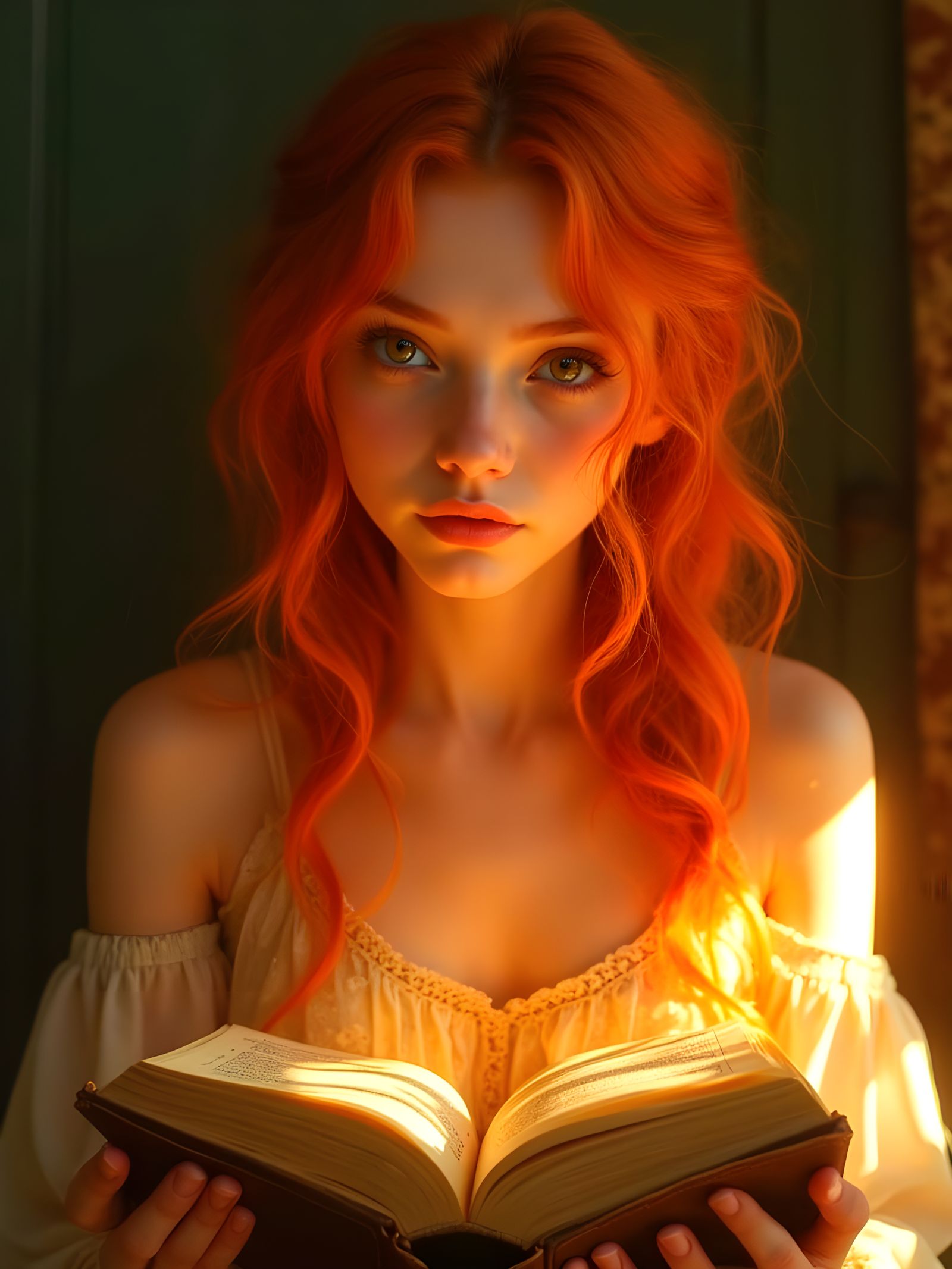 Woman Lost in the Pages of a Vintage Book