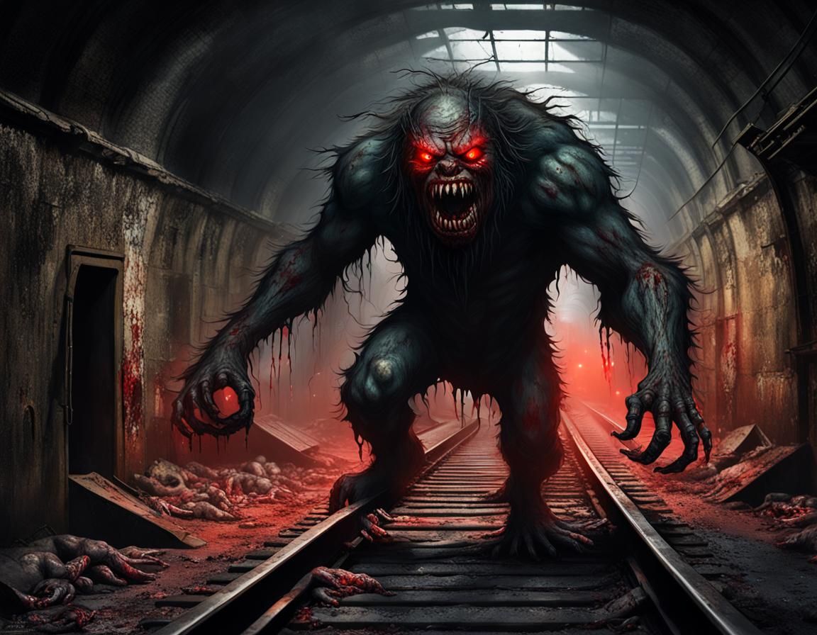 Giant Mutant Monster Crawling in Abandoned Subway