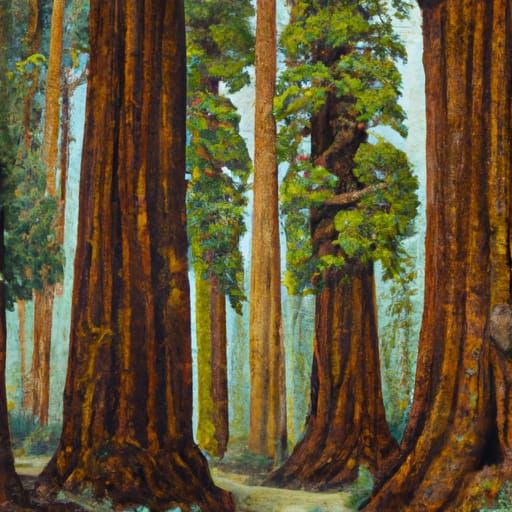 Giant Sequoia Forest in Dr. Seuss Oil Painting Style