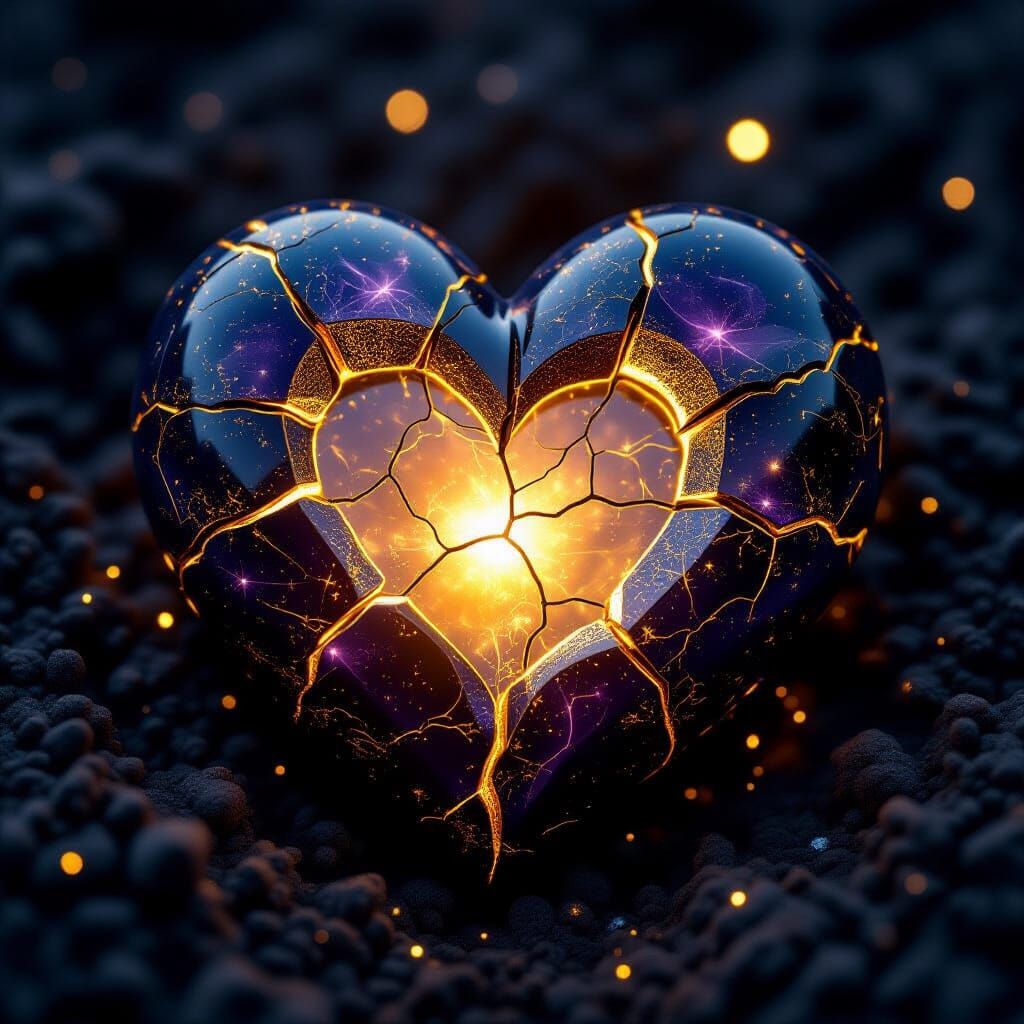 Kintsugi Heart Symbol of Resilience and Beauty