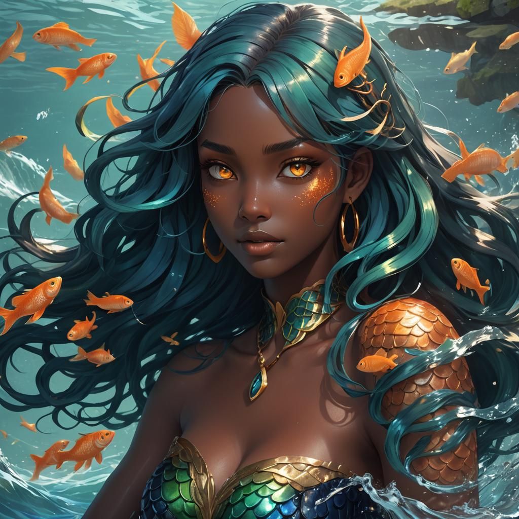 Alluring Siren with Blue Hair in 3D Anime Art