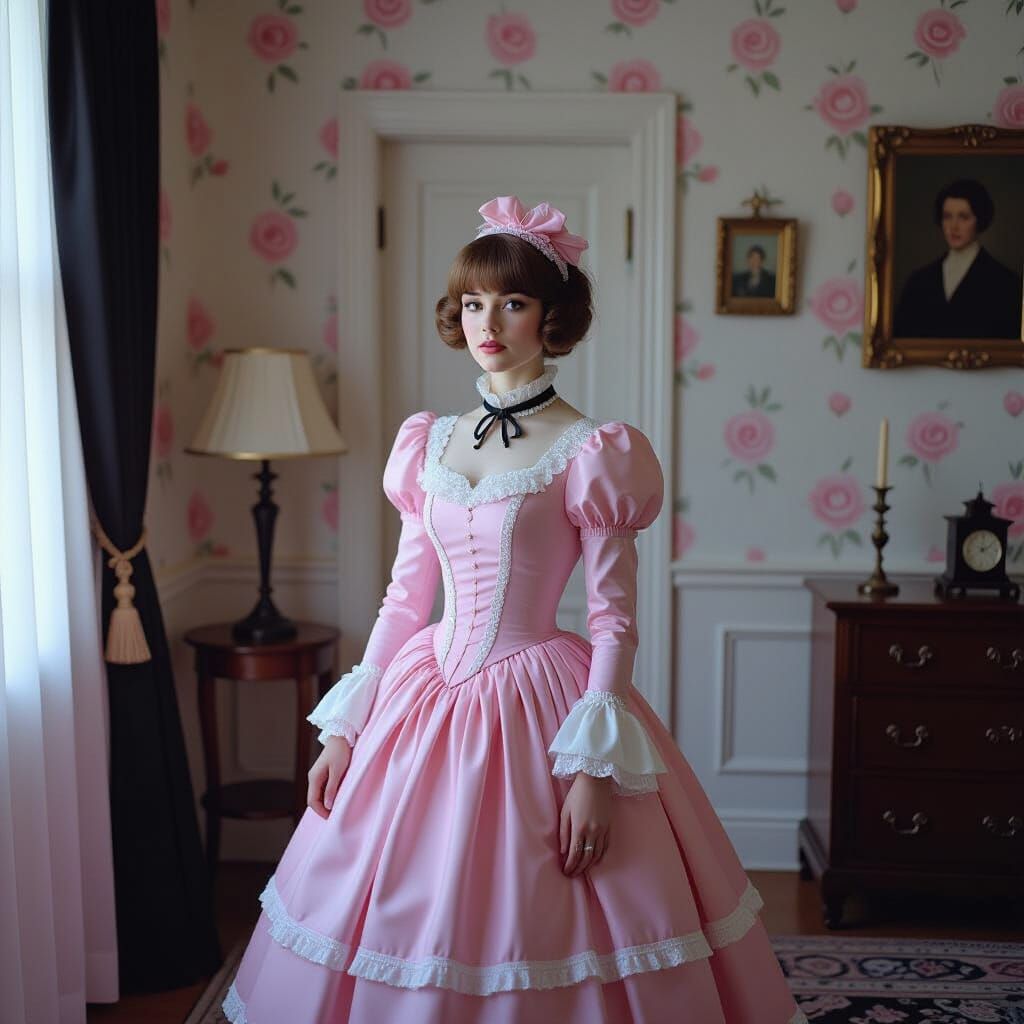 Pastel Goth Young Person in Victorian Style