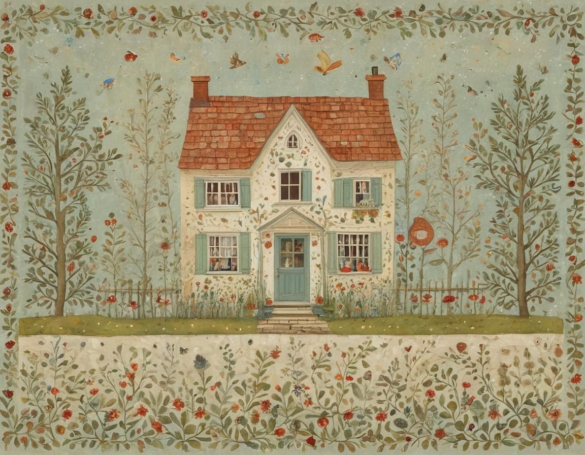 A Cozy Home Interior as Mixed Media Art