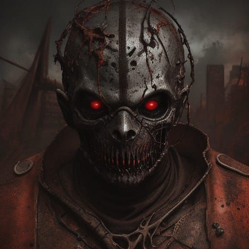 Ominous Boy with Venom Eyes in Dark Surrealism