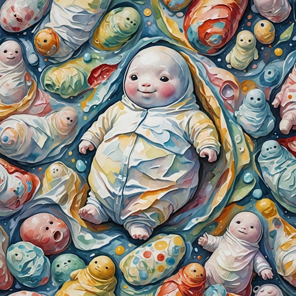 Abstract Figure in Gouache and Watercolor Style