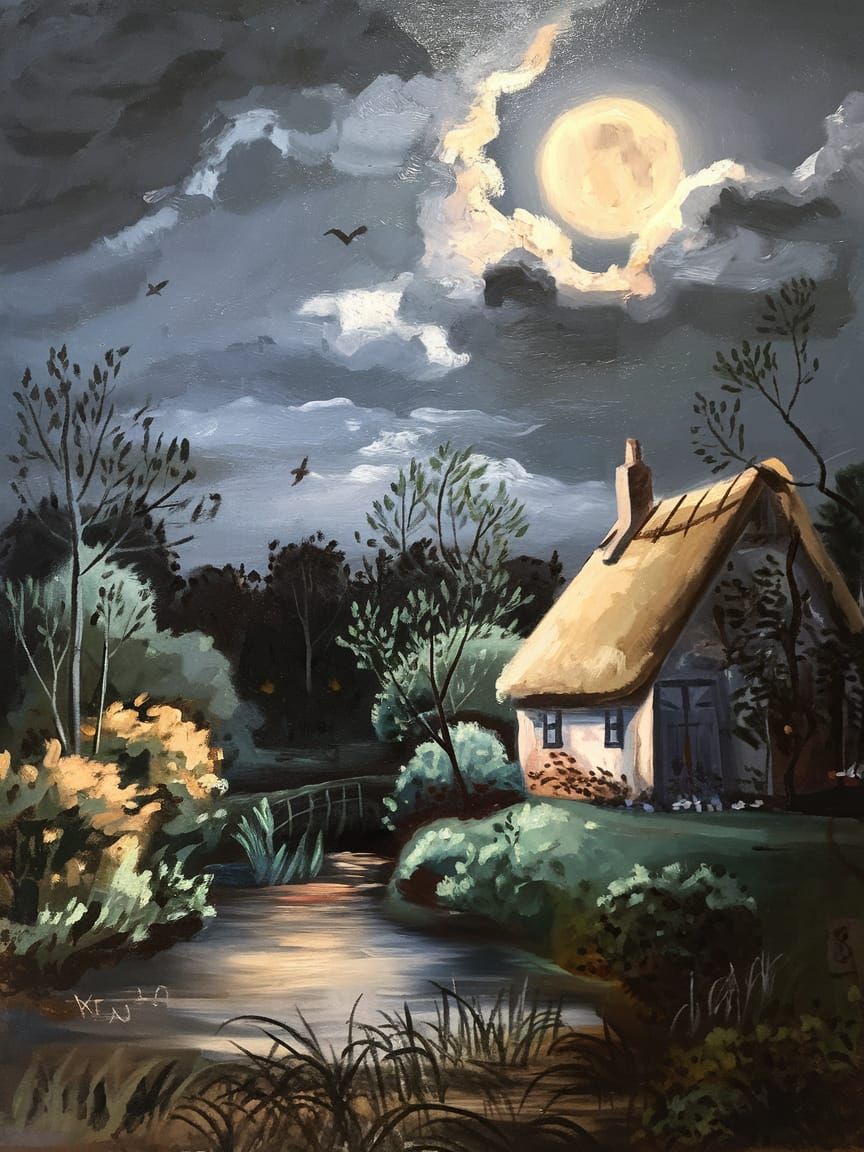 Luminous Landscape at Night in Romantic Realism Style