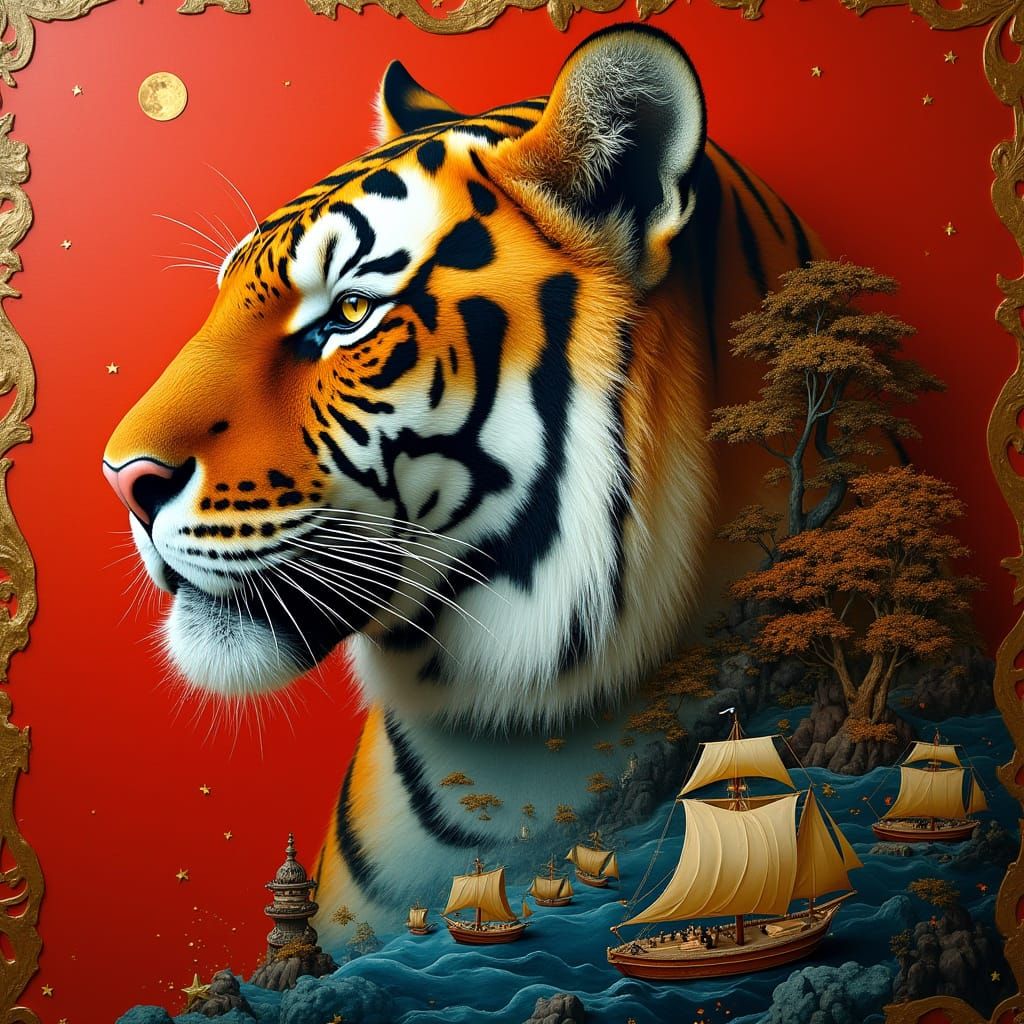 Double exposition du tigre - 2 likes