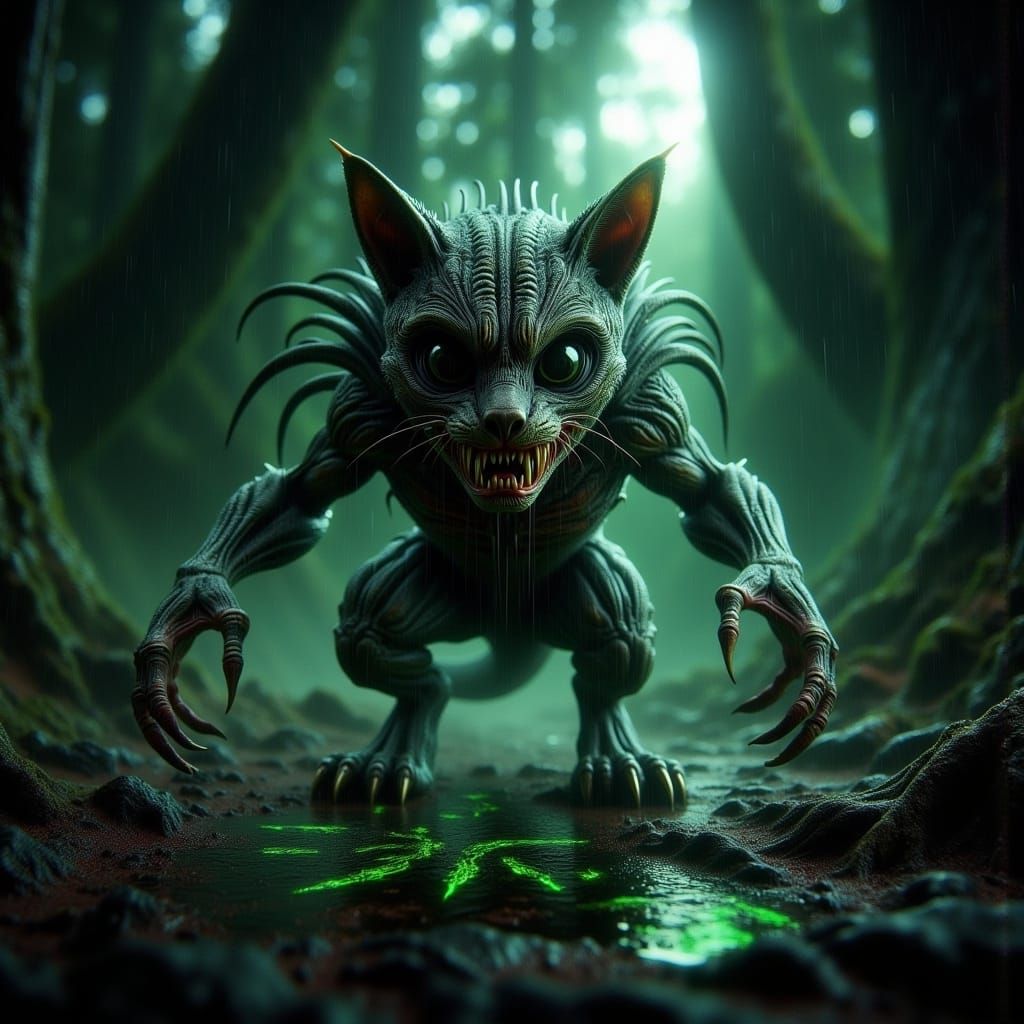 Cheshire Cat Ninja in a Dark Rainforest Arena