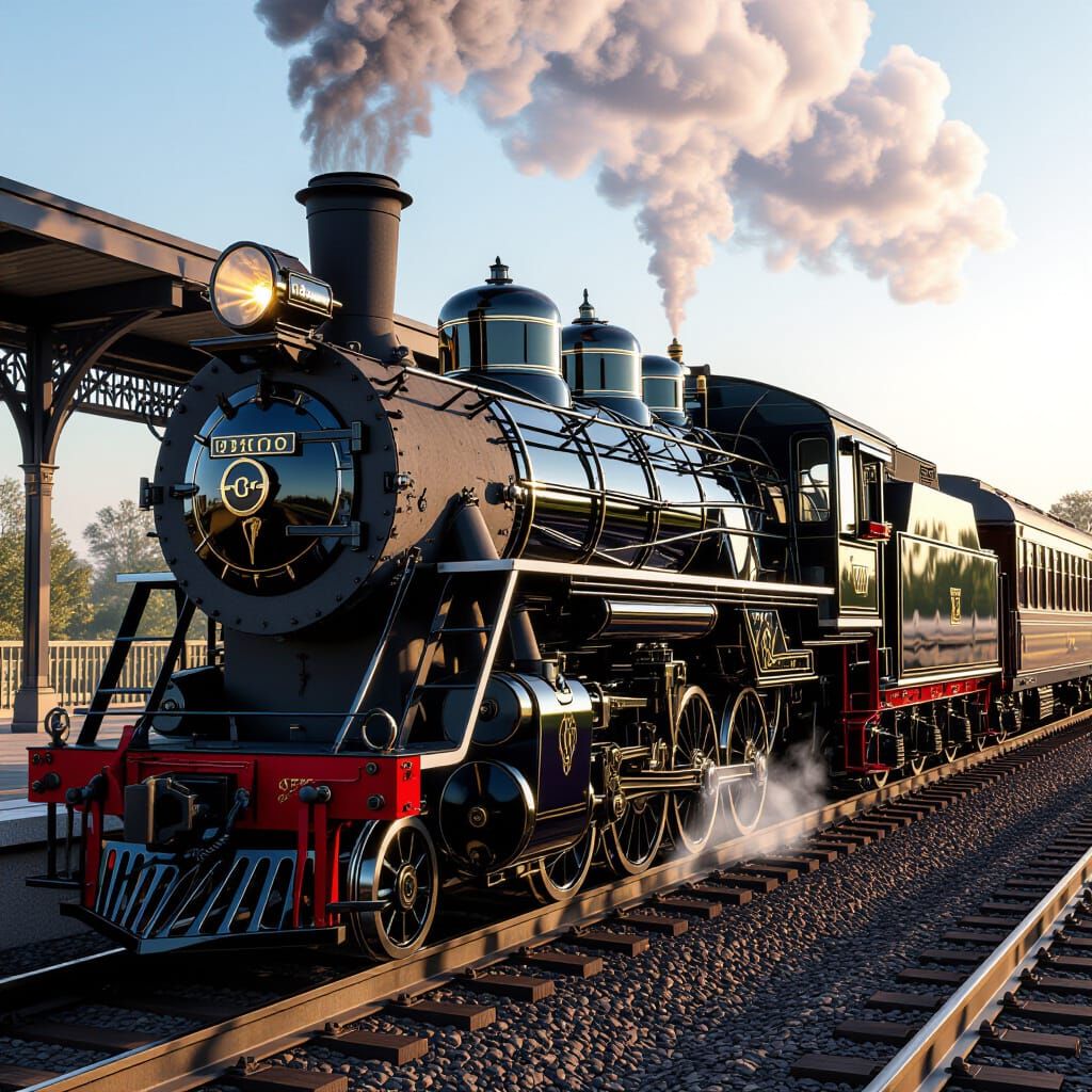 Luxury Vintage Steam Locomotive with Art Deco Details