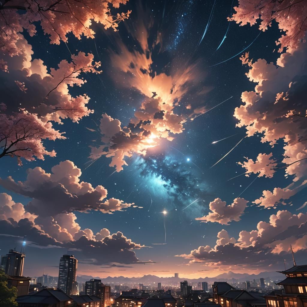 Anime-Inspired 3D Night Sky Concept Art