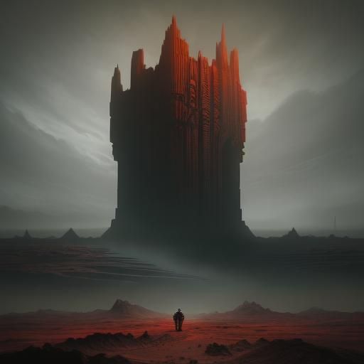 Surrealist Mars Colony Construction in Dystopian Style