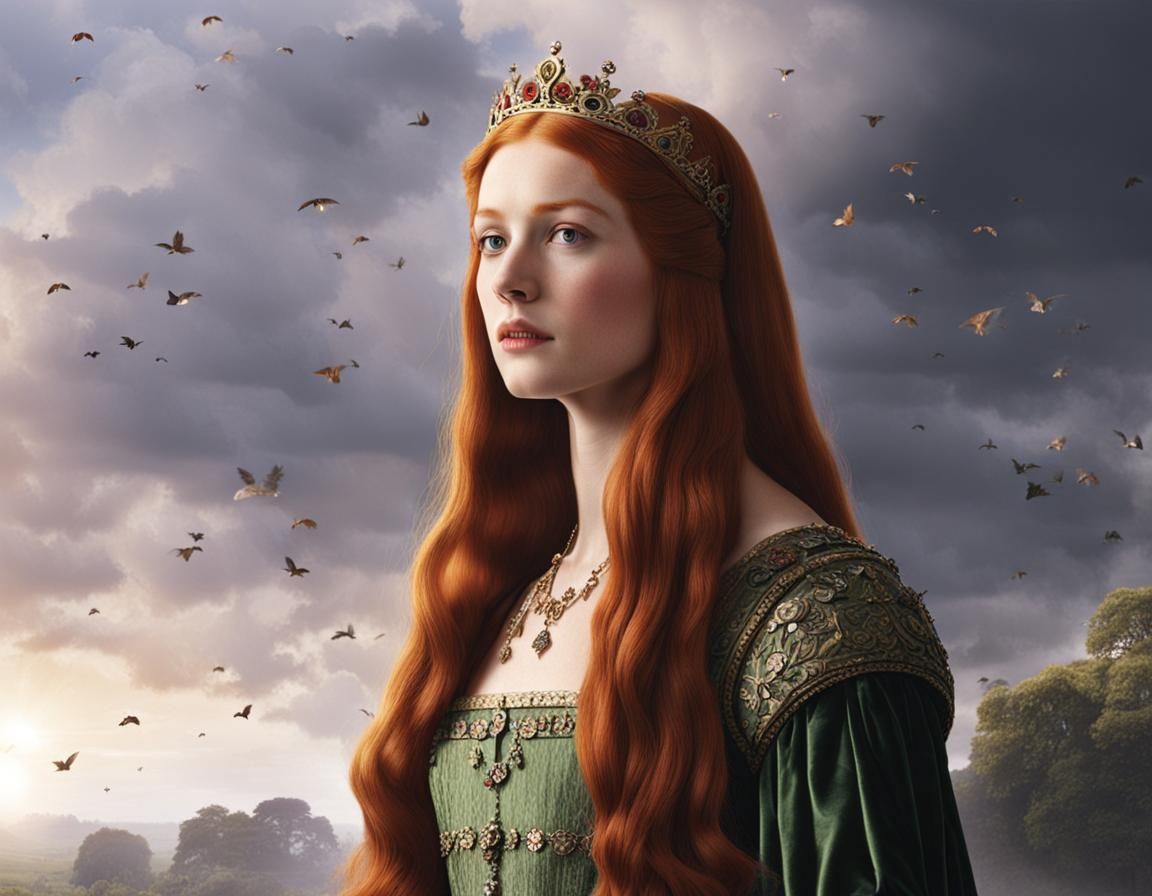 Red-Haired Princess Portrait in Tudor Style
