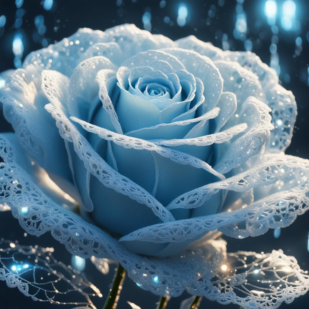 Luminous Lace Rose in Fantasy Space
