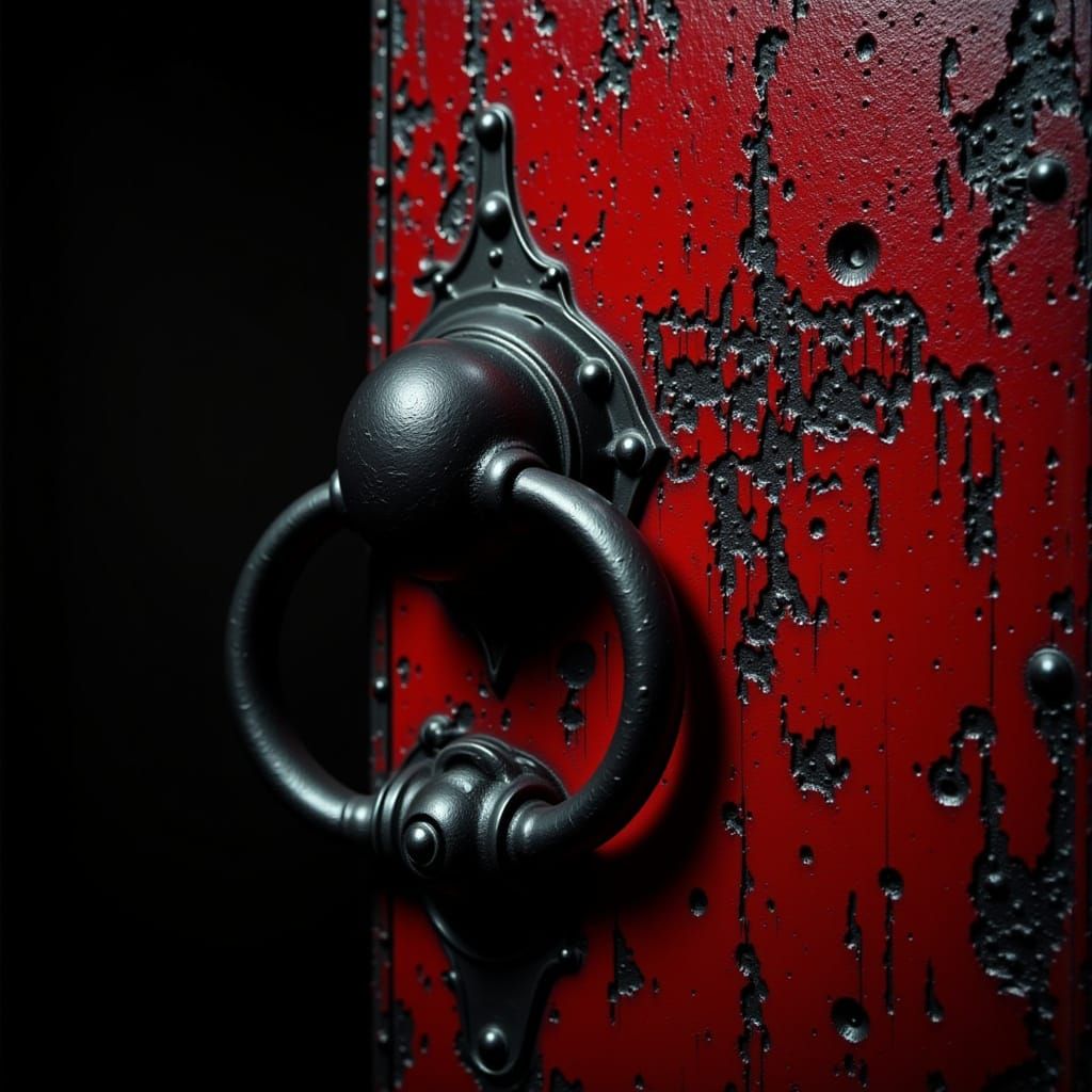 Gritty Film Noir Doorknocker with Etched Phrase