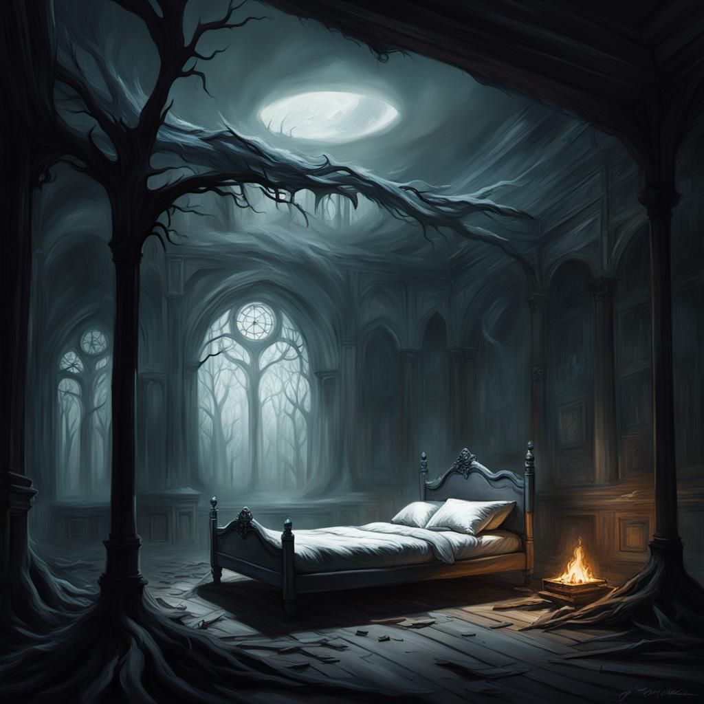 Ethereal Empty Bed in Sinister Style