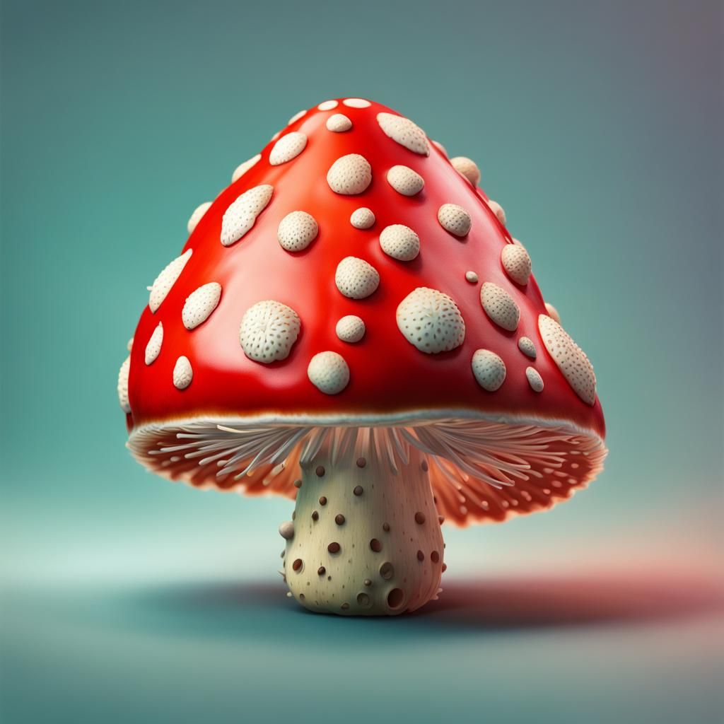 Hyperrealistic Fly Agaric Mushroom in Splash Art Style