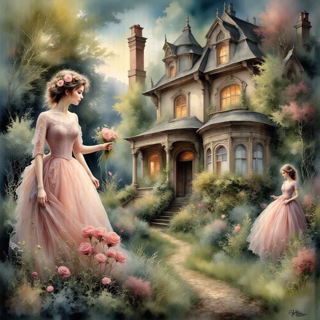 Hare Village in Dreamlike Fantasy Style