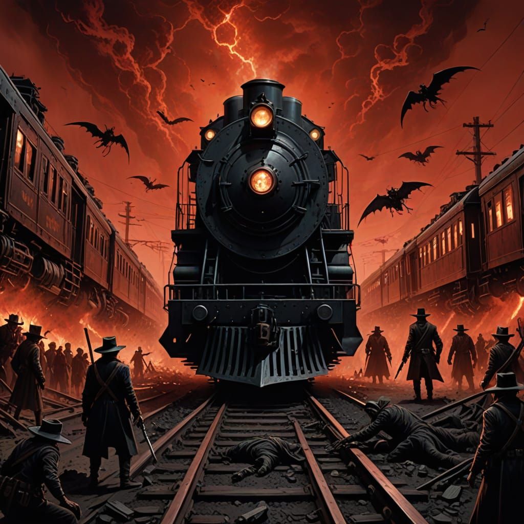 Alien Attack on Wild West Train in Blood Red Sky
