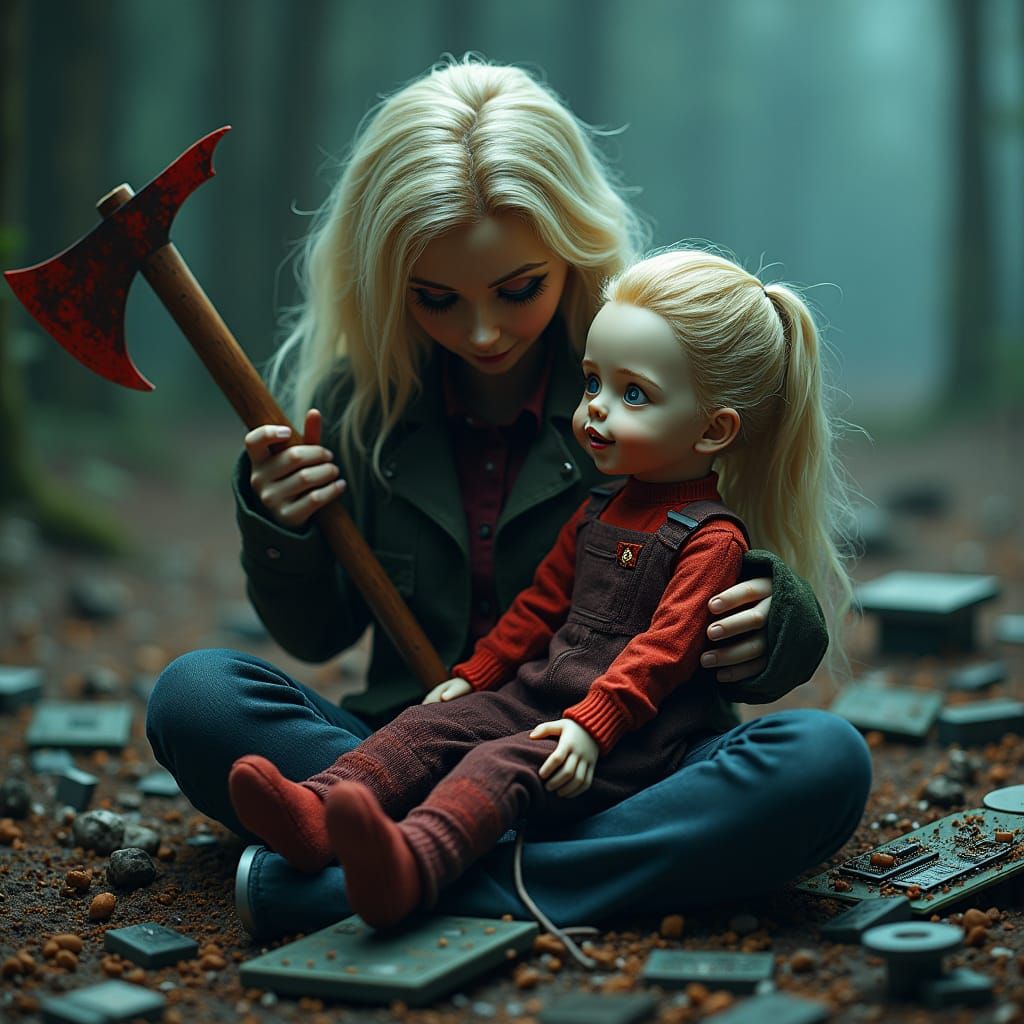 M3GAN and Buffy in Dark Fantasy Data Grave