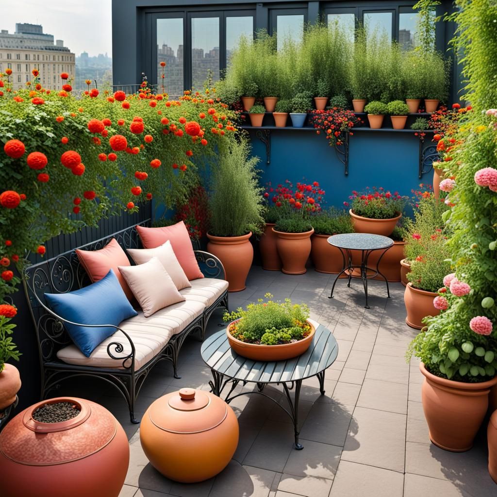 Urban Kyiv Rooftop Terrace Garden