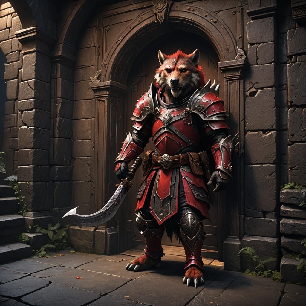 Gnoll Guarding Door: Fantasy Concept Art