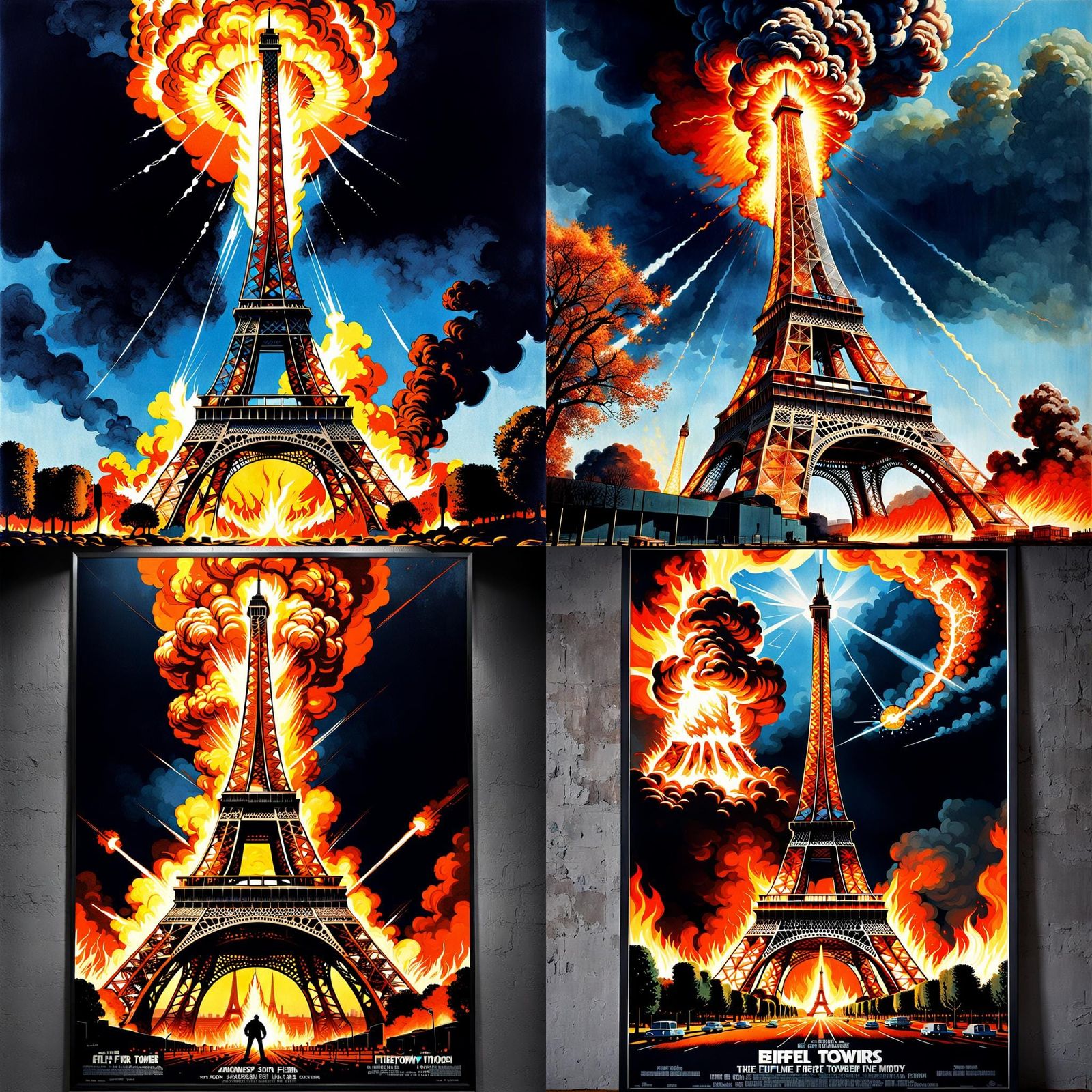 Eiffel Tower Fire: 1970s Disaster Movie Poster