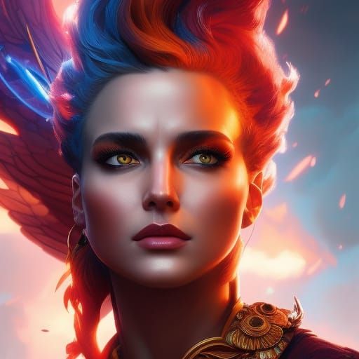 Phoenix Rising Portrait in Hyperdetailed Digital Art