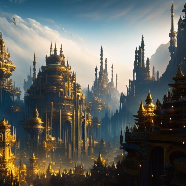 Fantasy Palace Overlooking Verdant Village