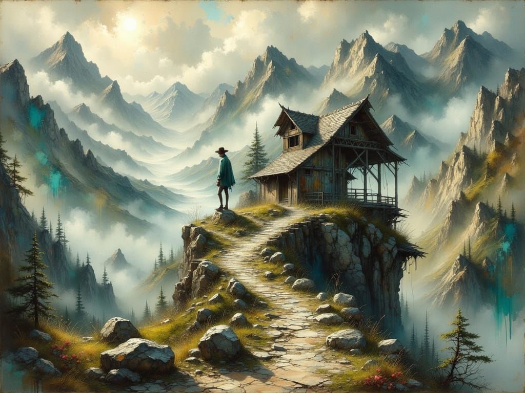 Majestic Watchtower Landscape in Digital Painting Style
