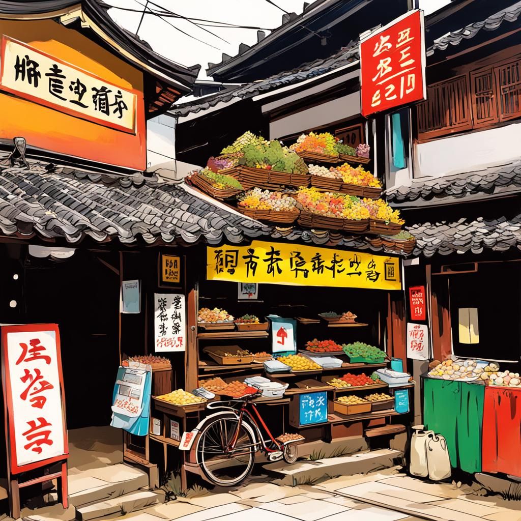 Asian-Inspired Image of Happiness in Busy Life