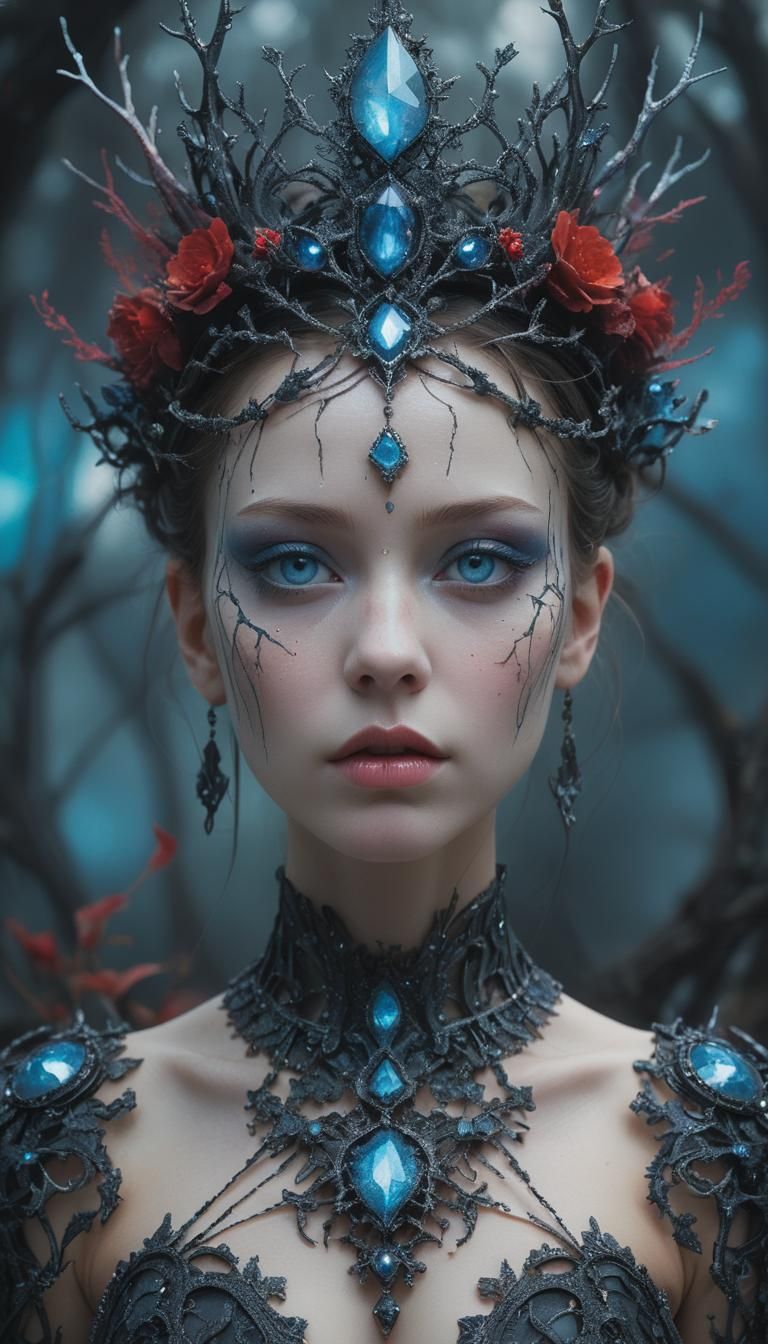 Crimson and Blue Portrait of a Queen