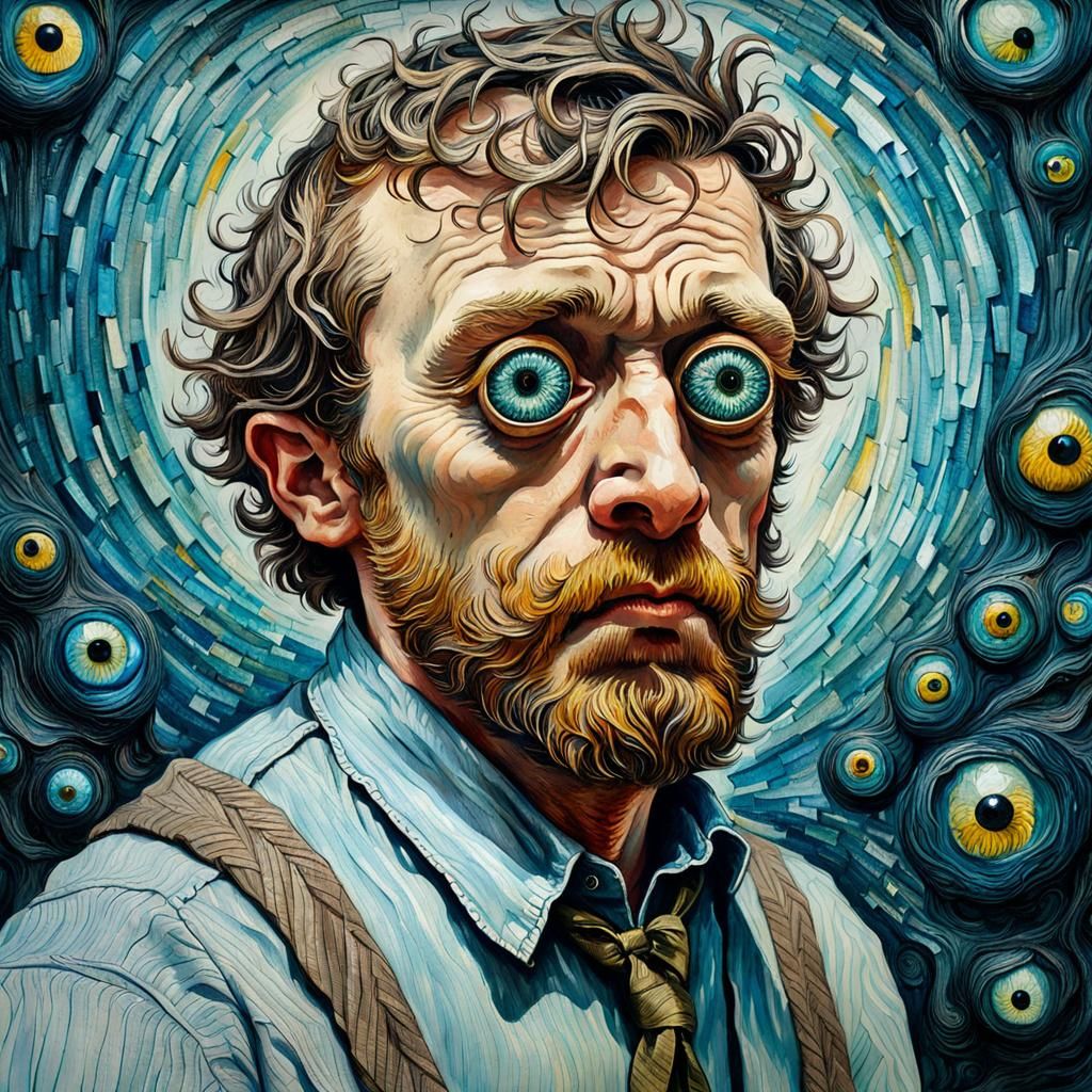 Googly Eyes Man Portrait by Van Gogh