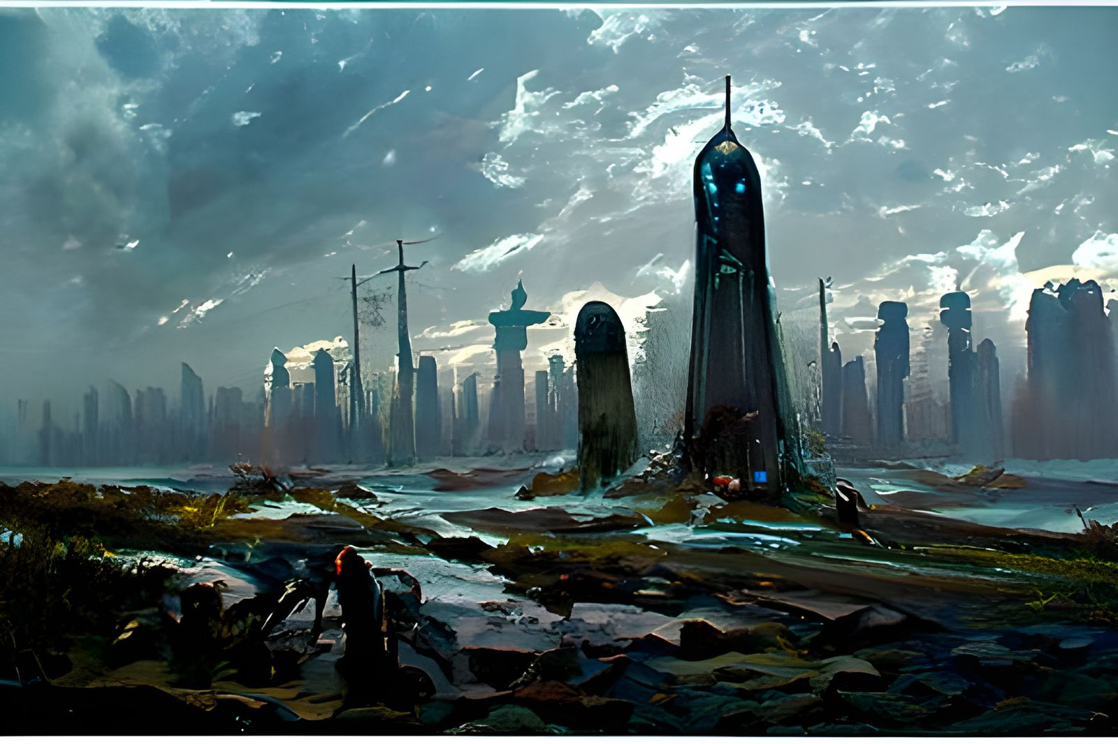 Sinister Monolith on Authoritarian Planet, Cyberpunk Concept...