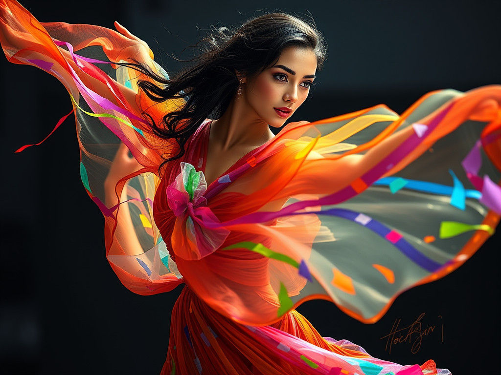 Latino Dancer in Vibrant, Dreamlike Motion